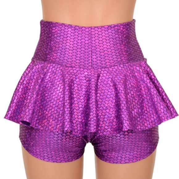 COQUETRY CLOTHING | Purple Fish Scale Ruffle Rump Shorts - Picture 6 of 6